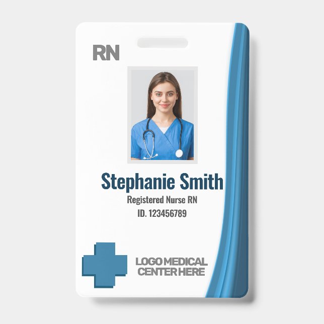 Custom Employee Photo RNs Nurse ID Badge (Front)