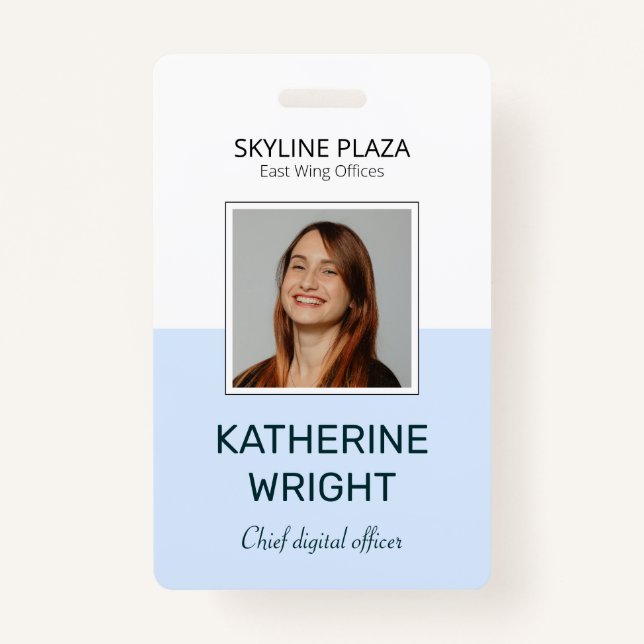 Custom Employee Photo Square ID Name Badge (Front)