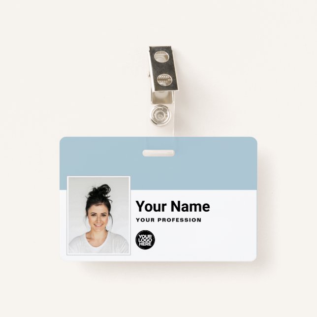 Custom Employee - Professional Business Logo Name Badge (Front with Clip)