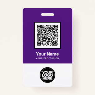 Custom Employee Qr Code Bar Code Logo Name Badge