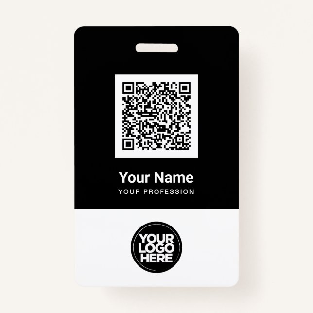 Custom Employee Qr Code Bar Code Logo Name Badge (Front)