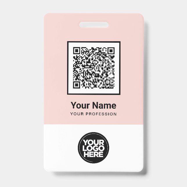 Custom Employee Qr Code Bar Code Logo Name Badge (Front)