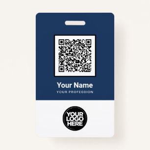 Custom Employee Qr Code Bar Code Logo Name Badge