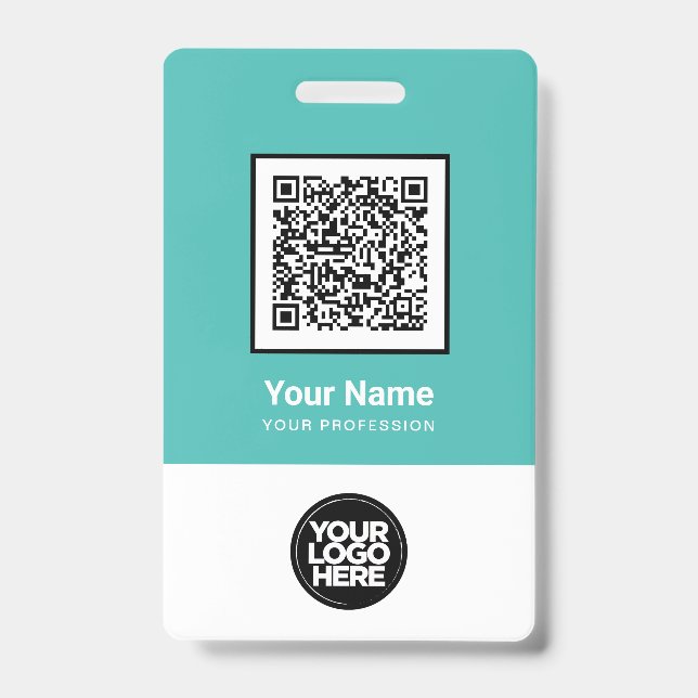 Custom Employee Qr Code Bar Code Logo Name Badge (Front)