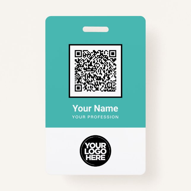 Custom Employee Qr Code Bar Code Logo Name Badge (Front)