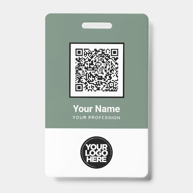 Custom Employee Qr Code Bar Code Logo Name Badge (Front)