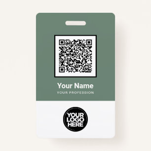 Custom Employee Qr Code Bar Code Logo Name Badge