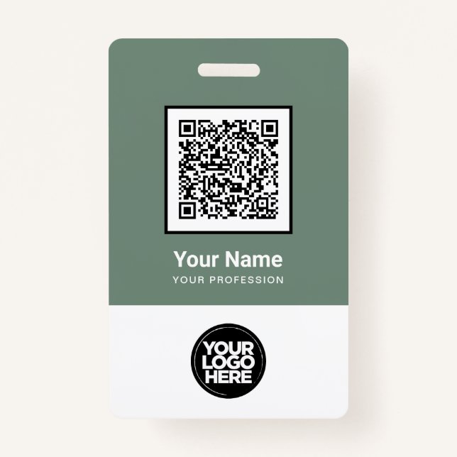 Custom Employee Qr Code Bar Code Logo Name Badge (Front)