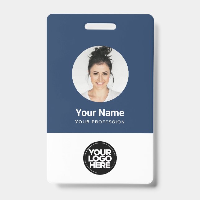 Custom Employee Round Photo Logo Name Badge (Front)