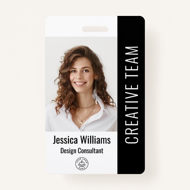 Custom Employee Staff Name Logo Bar Code Photo ID  Badge (Front)