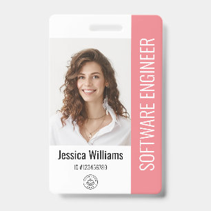 Custom Employee Staff Name Logo Bar Code Photo ID Badge