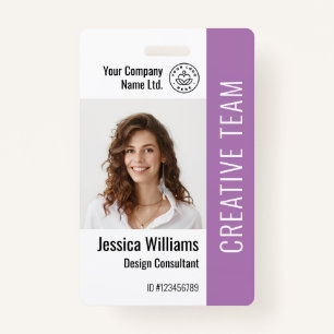 Custom Employee Staff Name Logo Barcode Photo ID  Badge
