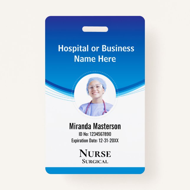 Custom Employee Staff Name Logo Barcode Photo ID Badge (Front)