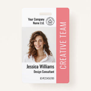 Custom Employee Staff Name Logo Barcode Photo ID Badge