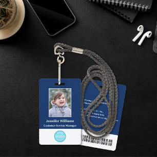 Custom Employee Staff Photo Name Logo Barcode ID Badge