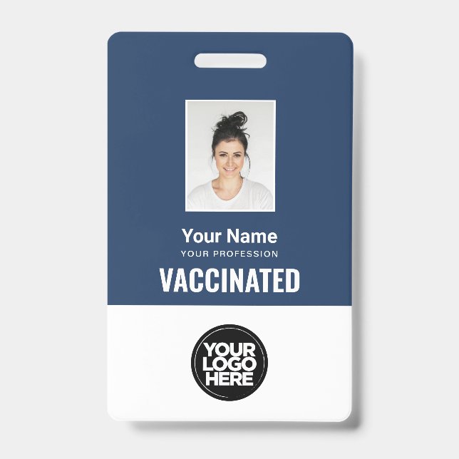 Custom Employee Vaccine Pass Photo Qr Code Logo Badge (Front)