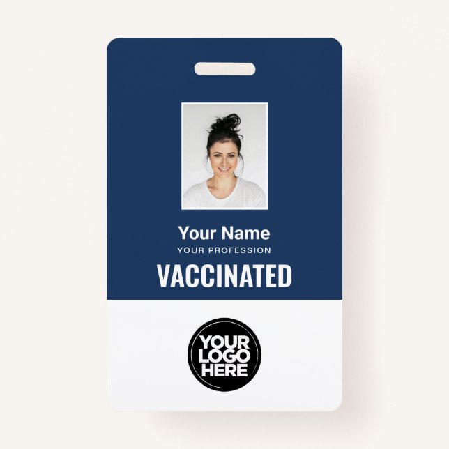 Custom Employee Vaccine Pass Photo Qr Code Logo Badge (Front)