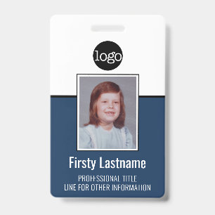 Custom Employee Vertical Photo Bar Code Logo Name Badge
