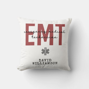 Custom EMT Emergency Medical Technician  Throw Pillow
