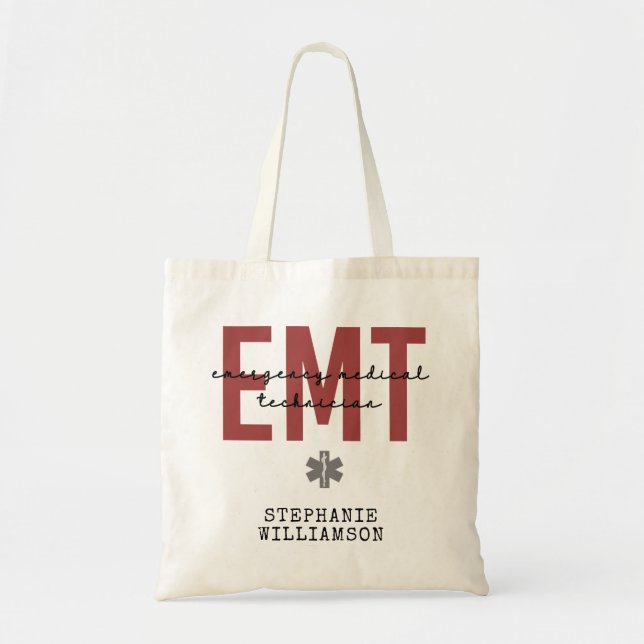 Custom EMT Emergency Medical Technician Tote Bag (Front)