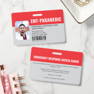Custom EMT Paramedic Emergency Access Grey Badge