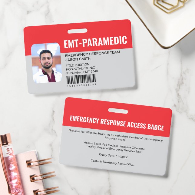 Custom EMT Paramedic Emergency Access Grey Badge (Office)