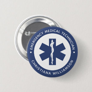 Custom EMT Symbol Emergency Medical Technician 2 Inch Round Button