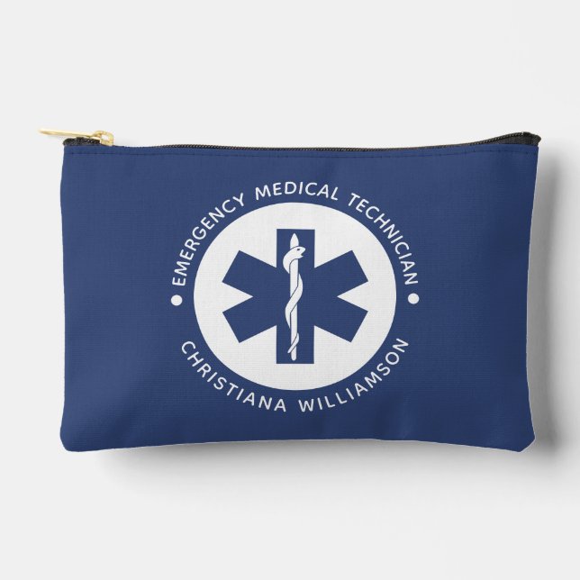 Custom EMT Symbol Emergency Medical Technician Accessory Pouch (Front)