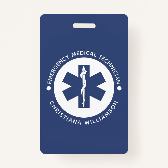 Custom EMT Symbol Emergency Medical Technician Badge (Front)