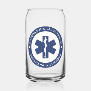 Custom EMT Symbol Emergency Medical Technician Can Glass