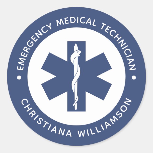Custom EMT Symbol Emergency Medical Technician Classic Round Sticker (Front)