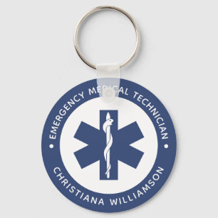 Custom EMT Symbol Emergency Medical Technician Keychain