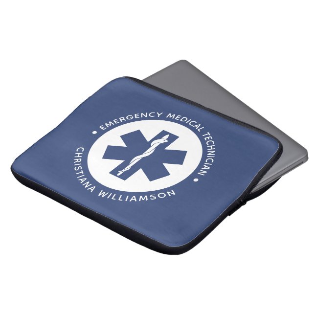 Custom EMT Symbol Emergency Medical Technician Laptop Sleeve (Front Top)