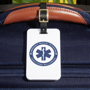 Custom EMT Symbol Emergency Medical Technician Luggage Tag