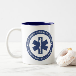 Custom EMT Symbol Emergency Medical Technician Two-Tone Coffee Mug