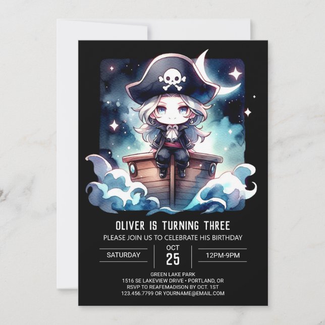 Custom Enchanted Pirate Birthday Invitation (Front)
