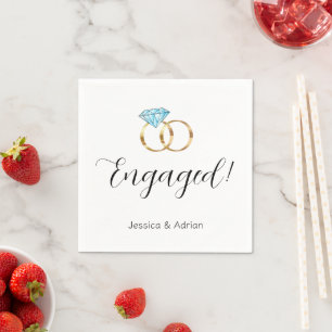 Custom Engaged Wedding Rings Engagement Party Napkin