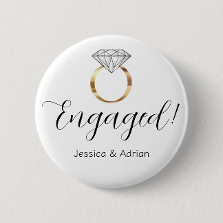 Custom Engaged White Diamond Ring Engagement 2 Inch Round Button