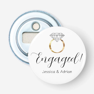 Custom Engaged White Diamond Ring Engagement Bottle Opener
