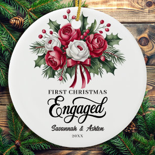 Custom Engagement Keepsake, Engagement Gift Ceramic Ornament
