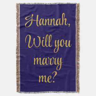 Custom Engagement Personalized Will you marry me Throw Blanket
