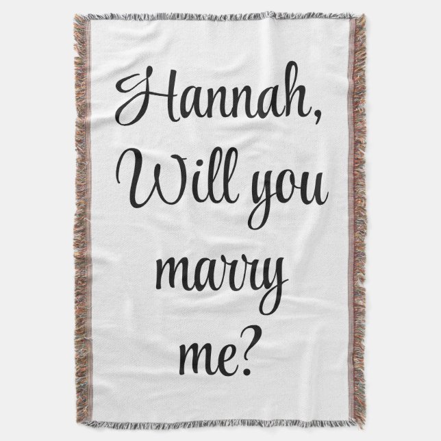 Custom Engagement Personalized Will you marry me Throw Blanket (Front Vertical)