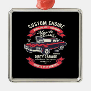 custom engine muscle classic dirty garage metal ornament
