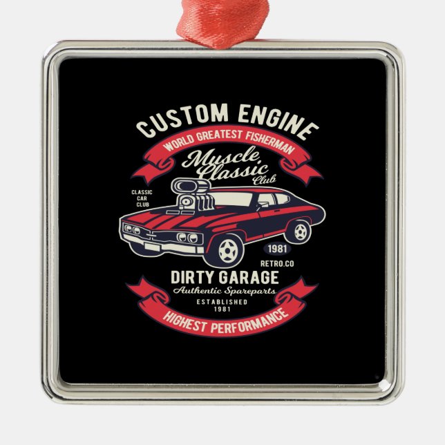 custom engine muscle classic dirty garage metal ornament (Front)