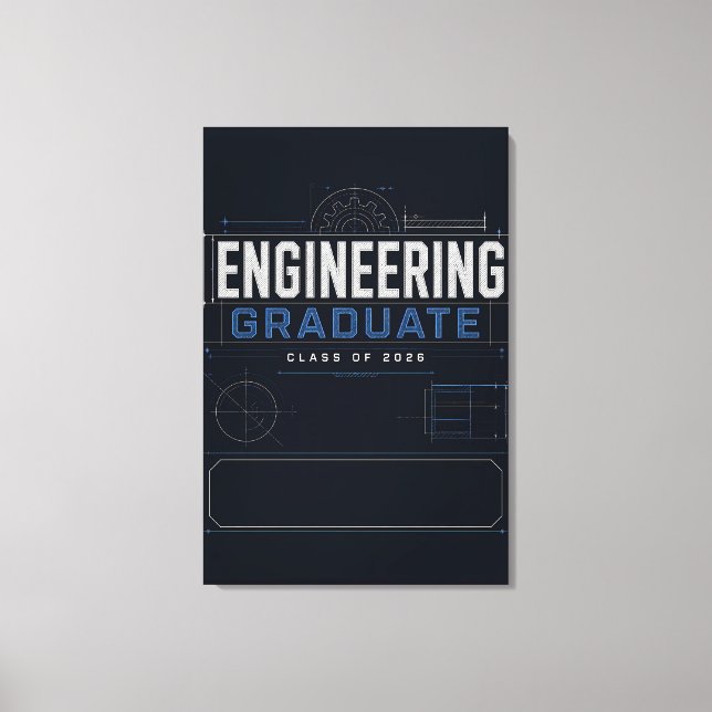 Custom Engineering Graduate Blueprint 2026 Canvas Print (Front)