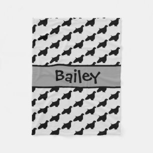 Custom English Springer Spaniel Dog Silhouette Fleece Blanket