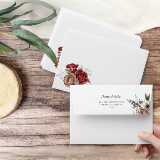Custom Envelope with Watercolor Burgundy Florals 