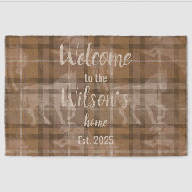 Custom Equestrian Tartan Family Welcome Coir Mat