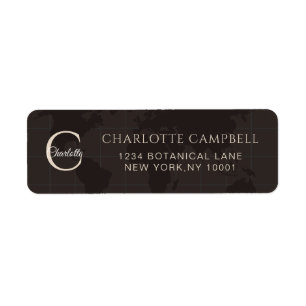 Custom Espresso World Map Monogram Name Luxury