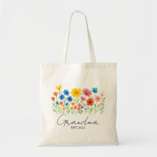 Custom Est. Year - Grandma Wildflower  Tote Bag